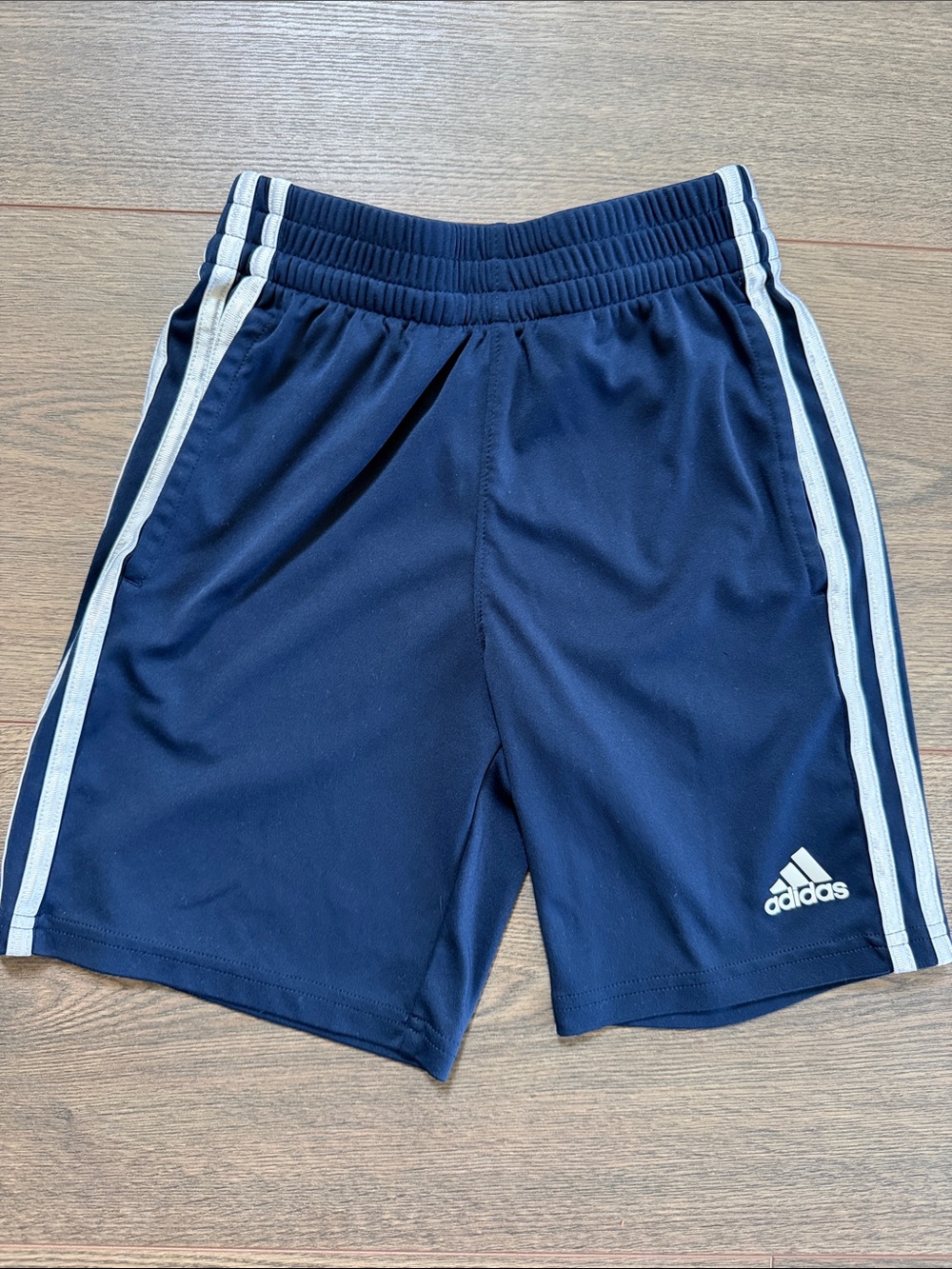 Adidas Boys Navy Blue Shorts Size Small Athletic Elastic Waistband Sporty